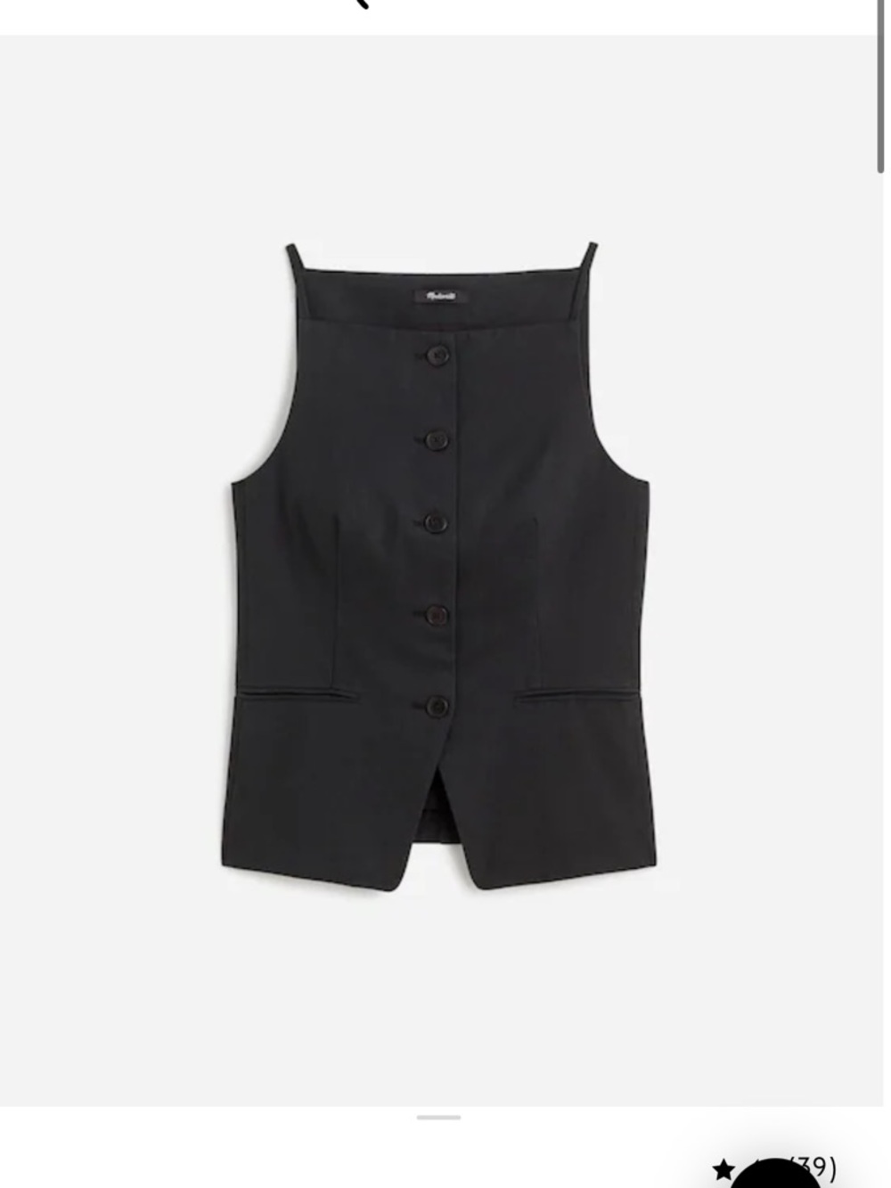 Madewell Black Button-Front Vest